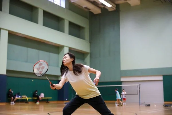 badminton players action court